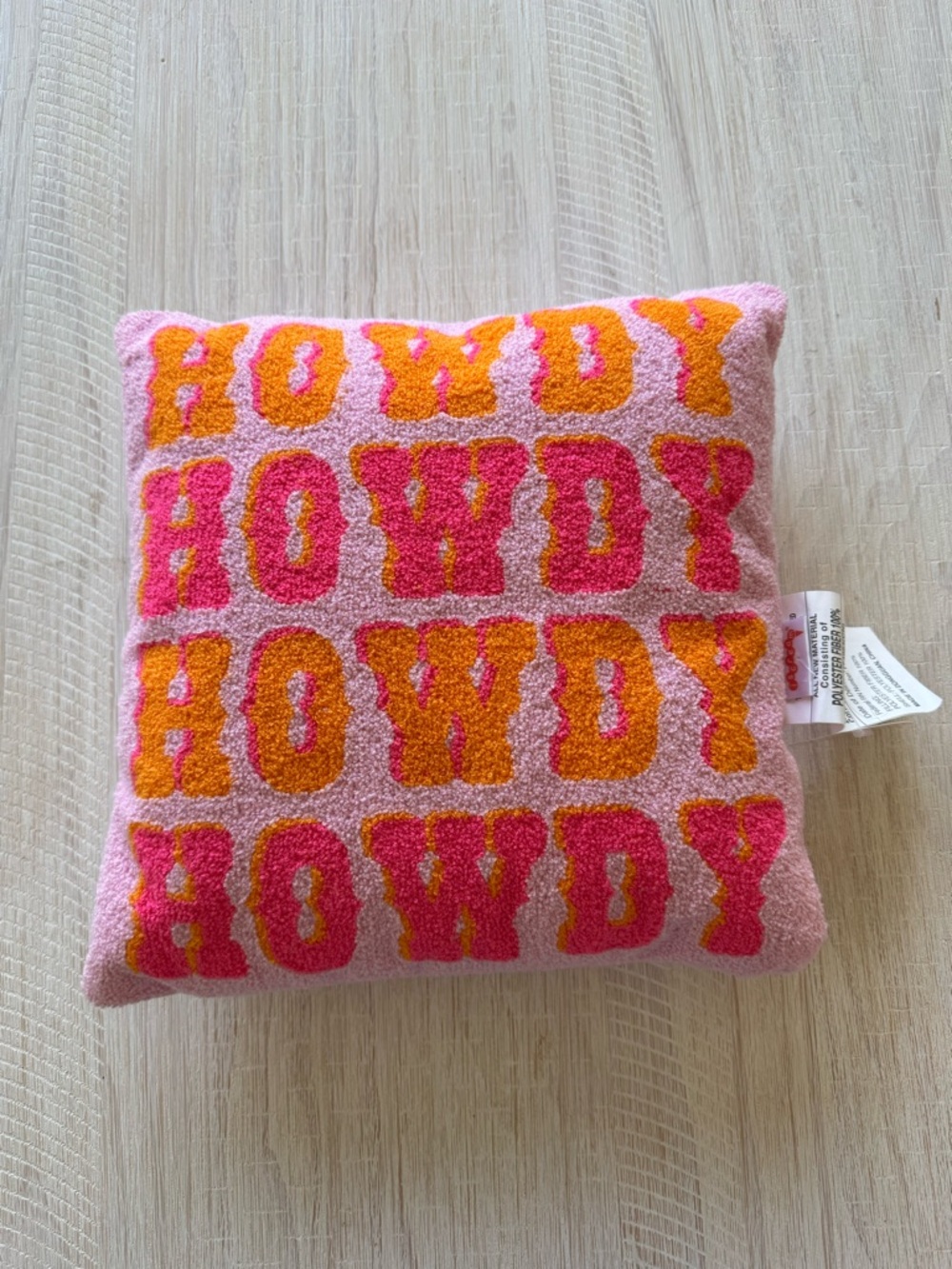 Pink & Orange 'Howdy' Textured Throw Pillow - Picture 3 of 4